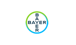 Logotipo Caixa Alta Bayer na cor preta azul e verde.