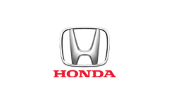 Logotipo Honda H Cinza e escrita vermelha.