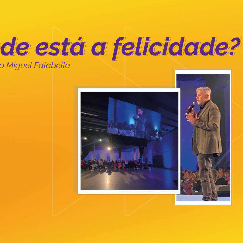 Onde está a felicidade e Miguel Falabella no palco.