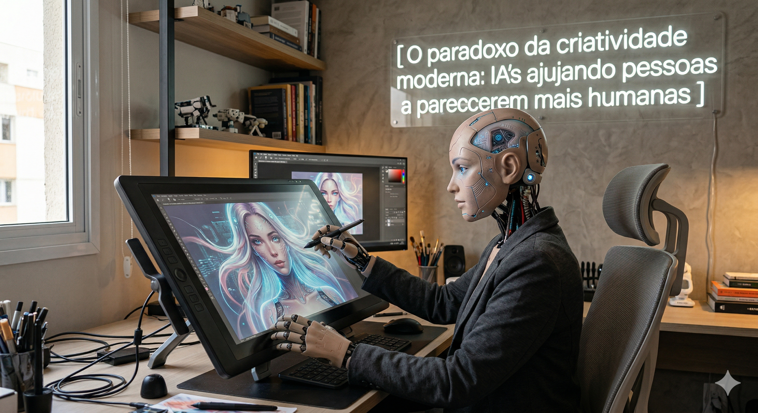 o paradoxo da criatividade moderna: IA's ajudando pessoas a parecerem mais humanas.